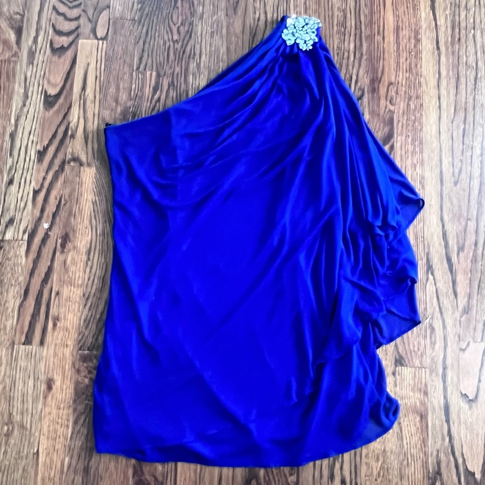 GUC Xscape One-shoulder Jewel Goddess Mini Dress sz 14